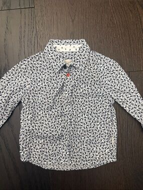 Paul Smith Baby Boy Navy & White Anchor Print Long-Sleeve Button-Up Shirt